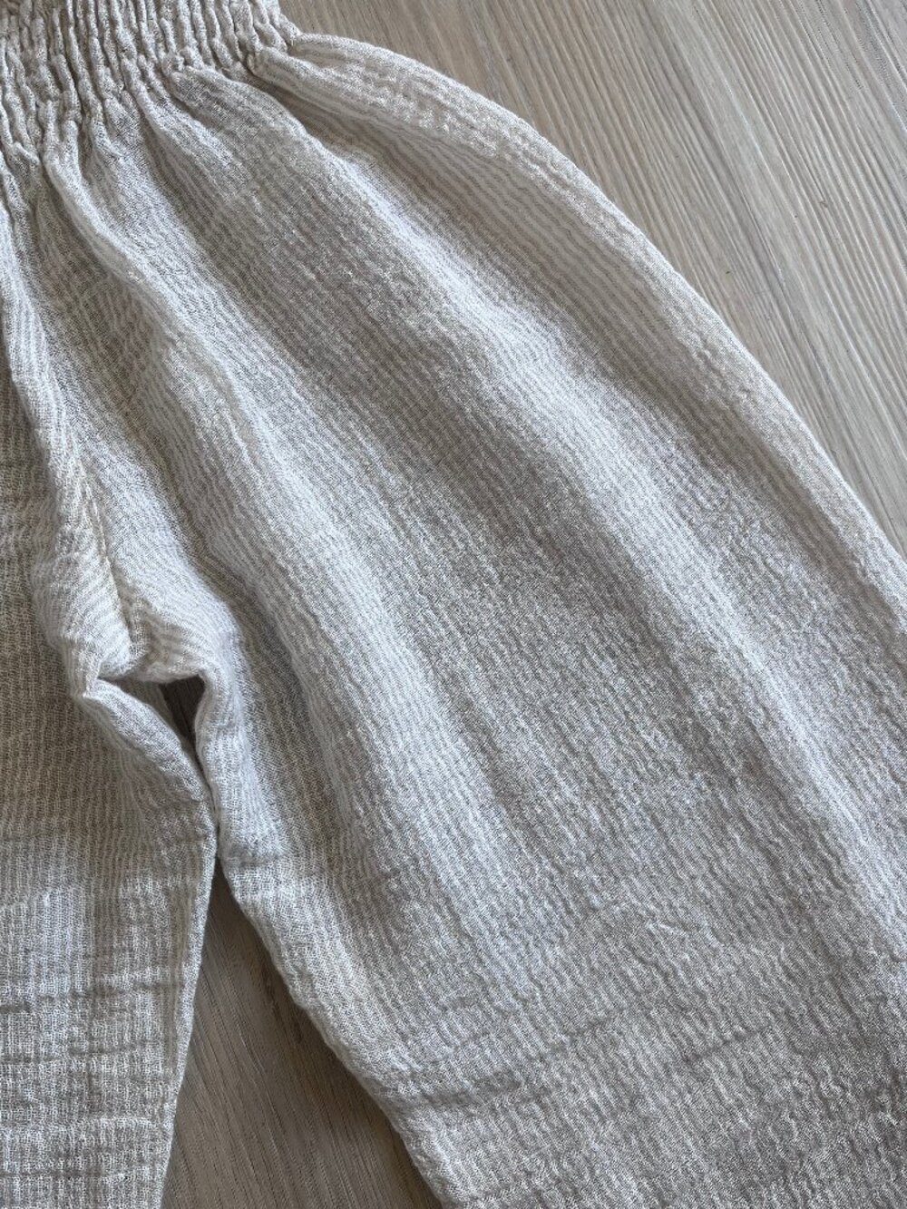 NEW! Italian 100% Linen BOGETTA DI LINO Striped Ivory Wide Leg Beach Pants XS - Picture 13 of 16